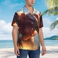 thumbnail image 3 of Fotbe Ferocious Dragon Fury Camisa Hawaiana para Hombre Unisex – Camisa Casual de Verano con Botones de Manga Corta de Algodón y Lino,Medium, 3 of 7