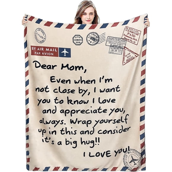 Air Mail Blanket Flannel Throw Birthday Valentines Gifts Present from Daughter/Son Printed Snuggle Warm Soft Couch Sofa Living Room Decor 50"x60"