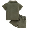 thumbnail image 3 of CUZIBR Boys Toddler Baby Summer Short Outfits Short Sleeve Solid Color Button Down Lapel Shirts Blouse And Shorts Casual Two Piece Playwear Fashion Soft Relaxed Fit Sets Dailywear,Green,3-4 Years, 3 of 7
