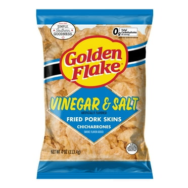 Golden Flake Vinegar & Salt Fried Pork Skins, 4 oz Bag