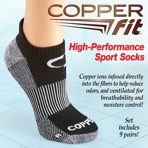 Collections Etc. Copper Fit HighPerformance Sport Socks with