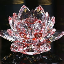 Red Crystal Lotus Flower Feng Shui Home Decor with Gift Box Artificial Crystal Lotus Flower Figurine Sparkle Wedding Party Decor Paperweight Table Ornaments