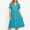 Sky Blue, variant on Qulqfy Summer Dresses for Women Cotton Linen V-Neck Short Sleeve Army Green Maxi Long Dress Casual Flowy Pleat Vacation Sundress L