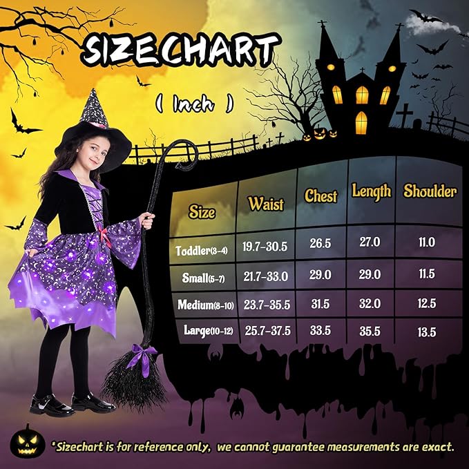 Sefiry Light-Up Witch Halloween Costume for Girls, Size 5-7T photo 5