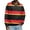 Black, variant on Dark Striped Henley Collar Pullover, Men's Casual Striped Print Button Up Long Sleeve Polo Shirt for Fall Winter, Layering and Streetwear,Black,L