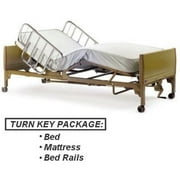 Full Electric Hospital Bed Package (Invacare Full Electric Home Hospital Bed Package w/Spring Mattress, Half Rails)