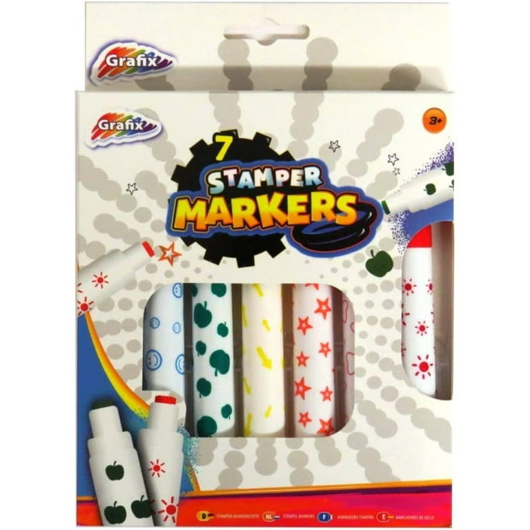 Large Stamper Fun Markers – Pack of 7 Different Shapes and Colours, These  large fun stamper markers by FULenQnu come in a pack of 7 colors with 7