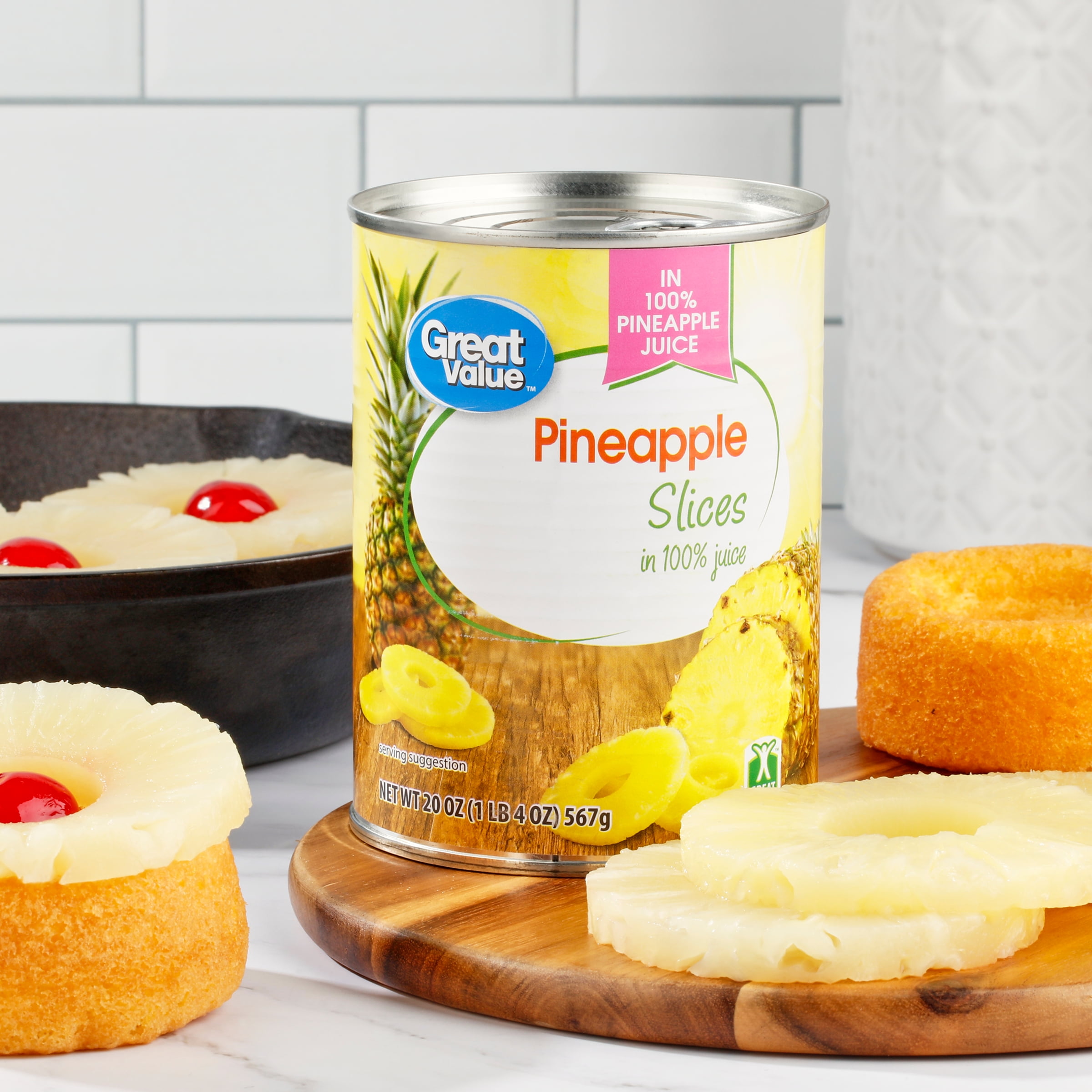Great Value Canned Pineapple Slices in 100 Juice, 20 oz