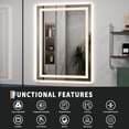 thumbnail image 3 of YUSAZENS Frameless Dual LED Light Bathroom Mirror, Wall Mounted Dimmable Vanity Mirror Modern Home Decor 24x32 Inch, 3 of 9