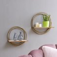 thumbnail image 5 of Gold Metal Rings Floating Wall Accent Shelving Set of 2 Shelves, 5 of 6
