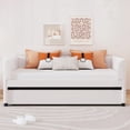thumbnail image 2 of Twin Size Upholstered Daybed in Beige with Ergonomic Backrest & Twin Trundle, 2 of 16
