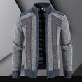 thumbnail image 4 of comerut Winter Coat Knit Plush Contrast Colors Patchwork Breathable Thicken Long Sleeves Plus Size Stand Collar Plush Warm Autumn Coat Winter Clothes, 4 of 7