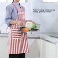 thumbnail image 3 of ZOUSSIQI Solid Cotton and Linen Kitchen Cooking Apron Home Restaurant Chef Bib Clothes (Red, Strips) JU316-26701, 3 of 13