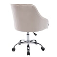 thumbnail image 5 of Modern Home Office Chair, Velvet Swivel Shell Chair with Tufted Back, Upholstered Leisure Task Chair with Metal Base, Adjustable Height Reception Chair for Living Room Bedroom Office, Beige, 5 of 7