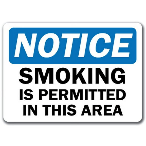 Notice Sign - Smoking Is Permitted In This Area - 10" x 14" OSHA Safety Sign