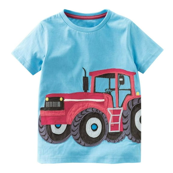 KONDYS Boys 2 Pieces Summer Outfits Kids Short Sleeve Cartoon Print T Shirt Shorts Summer Beach Outfits Size 24M