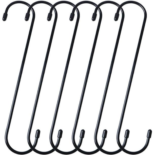 12 Pack Extra Long S Hooks 10 inch X-Large S Shaped Hooks Heavy Duty Black  Hooks for Hanging Plant, Hooks for Closet, Flower, Basket, Patio, Indoor  and Outdoor Uses (12 Pack, Black) 