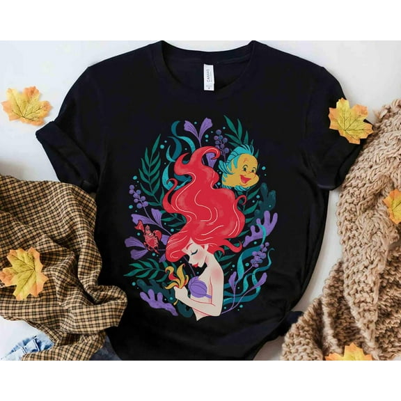 Vintage The Little Mermaid Ariel Princess Flounder & Sebastian T-shirt, Disney Ariel Atlantica Tee, Magic Kingdom Family Vacation 2025 Trip