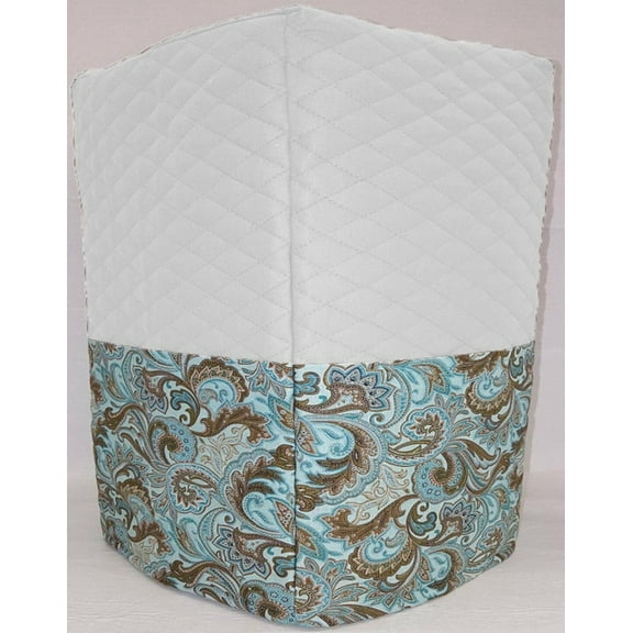 Quilted Brown & Teal Paisley Coffee Maker Cover by Penny's Needful Things (White)