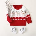 thumbnail image 6 of Douhoow Christmas Baby Sweater Winter Knitted Tops Elk Deer Pattern Sweater Newborn Costume, 6 of 8