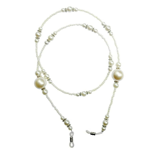 Acrylic Beads Eyeglass Cord Sunglass Neck Strap Eyewear Retainer Rope Holder - White