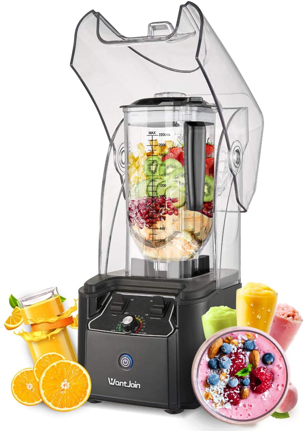 WantJoin Professional Commercial Blender With Shield Quiet Sound