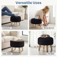 thumbnail image 4 of Gianna Round Ottoman with Storage, Boucle Footstool with Hidden Storage, Padded Seat, Teddy Velvet Footstool with Wood Legs for Living Room, Bedroom, Black, 4 of 6