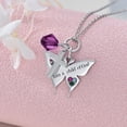 thumbnail image 2 of 925 Sterling Silver Cross Butterfly Necklace Baptism Communion Birthday Conformation Gifts for Daughter Granddaughter Niece-Amethyst Purple Birthstone, 2 of 5