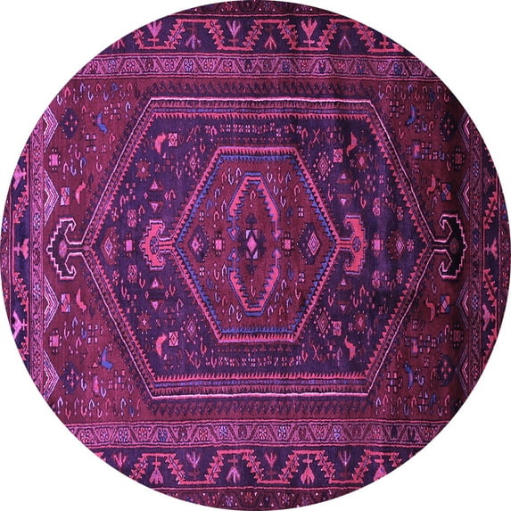 Ahgly Company Indoor Round Persian Purple Traditional Area Rugs, 7' Round