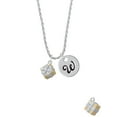 thumbnail image 2 of Delight Jewelry Goldtone 3-D Present with Crystal Silvertone Script Initial Disc - W - Charm Necklace, 20"+3", 2 of 4