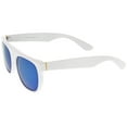 thumbnail image 4 of zeroUV Unisex Modern Super Flat-Top Wide Temple Colored Mirror Lens Horn Rimmed Sunglasses 55mm (Shiny White / Blue Mirror) - 55mm, 4 of 5