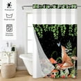 thumbnail image 2 of Mizhona Mushroom Plants No Hooks Shower Curtains with Snap in Liner Green Leaves Butterfly in Black Hookless Fabric Bathroom Curtain,71"× 71", 2 of 7