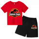 thumbnail image 3 of Conjunto de 2 piezas de camiseta y pantalones cortos con estampado de dinosaurio de Jurassic Park para niños y niñas, con estampado de dibujos animados de verano, 3 of 5