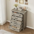 thumbnail image 3 of 5 Dresser for Bedroom, 41.3" Tall Vertical Drawer Dresser with Large Storage, Freestanding Wooden Closet Chest for Bedroom, Living Room, Grey, 3 of 6