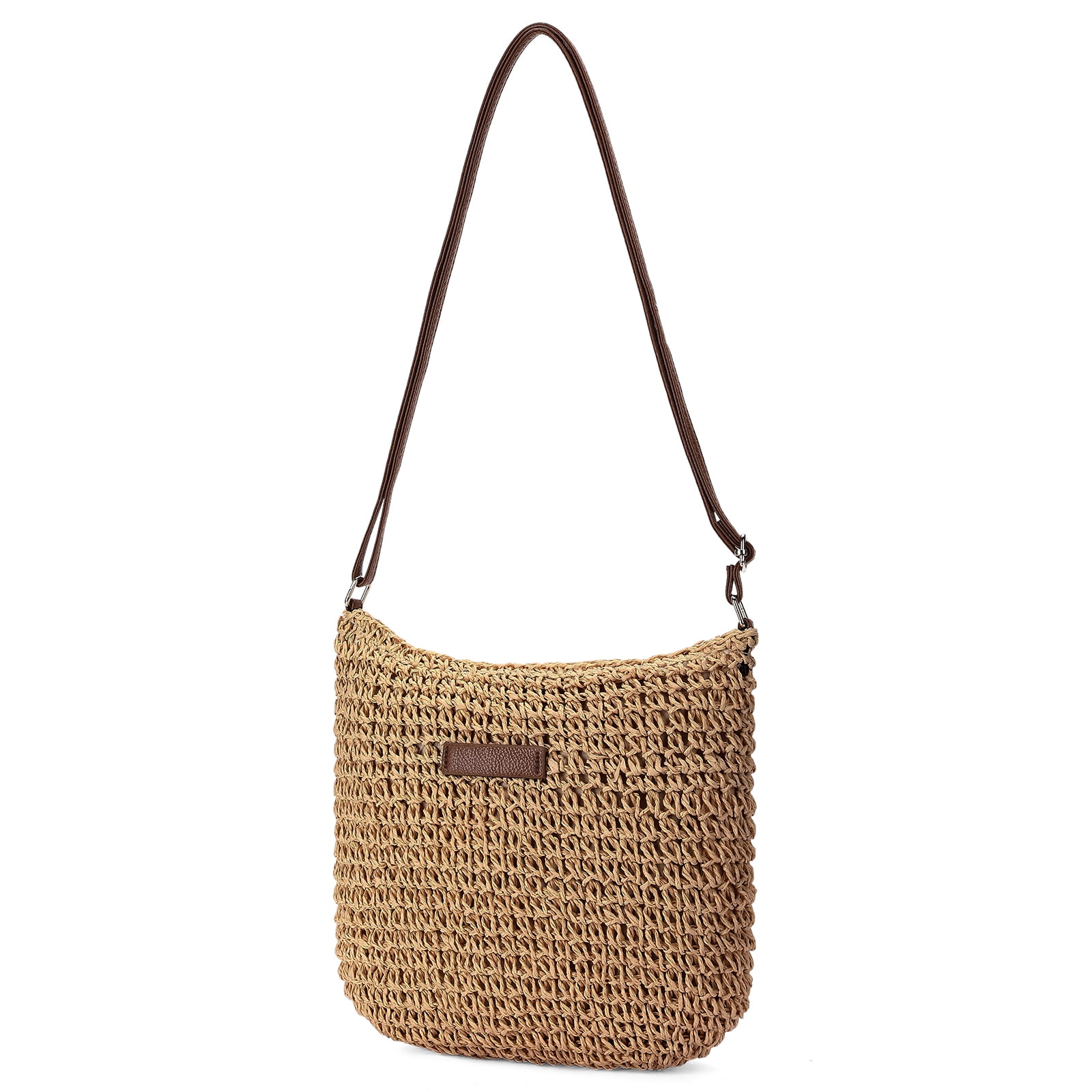 LOUEBICA Straw Beach Bag for Women Small Woven Crossbody Bag Summer Mesh Hollow Beachy Purse Shoulder Bag for Vacation