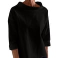 thumbnail image 1 of Timegard Womens Tops Half High Collar Long Sleeve Loose Fitting Shirts BlousesSolid Color Fall Fashion, 1 of 6