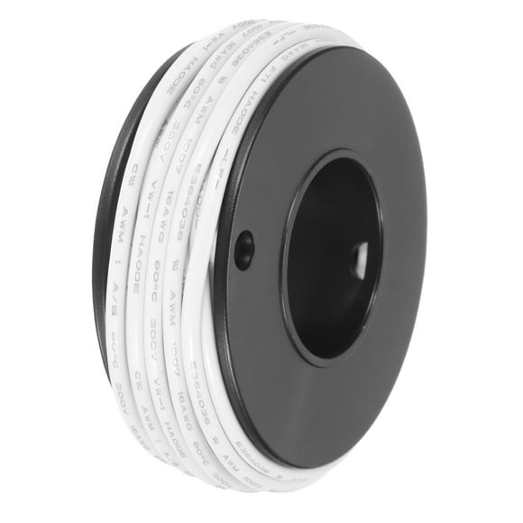 16AWG Stranded Wire PVC Hookup 6M/20ft White, Electrical Wire UL1007 Spool