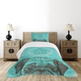 thumbnail image 4 of Ambesonne Pug Quilted Bedspread Set 2 Pcs, Fun Animal Dog Words, Twin Size, Sea Green Brown, 4 of 5