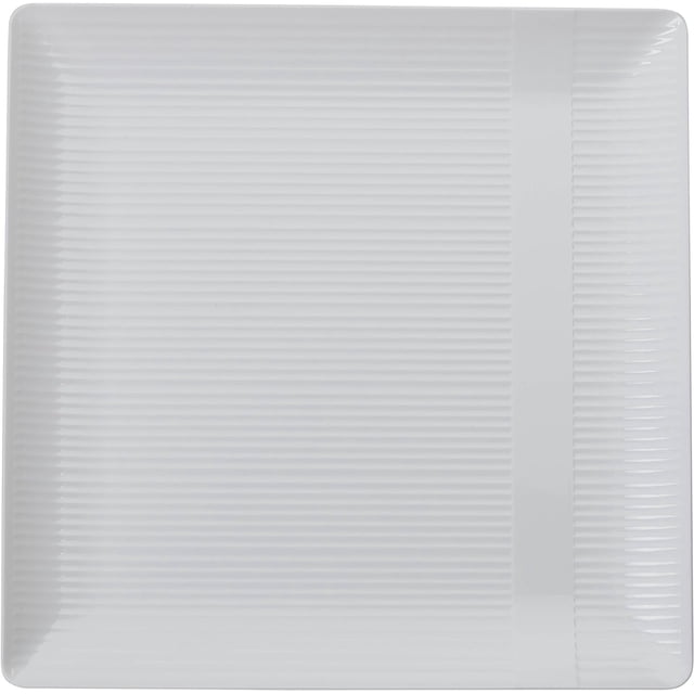 Crown Premium Heavy Duty Plastic Plates - Linear Squared (40 Pack) - Wedding China Like (6.5 Inch., White)