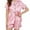 A Pink, variant on Xmyrz Pajama Sets For Women 2PC Imitation Silk Satin Short Sleeve Loungewear Button Down Pj'S Sleepwear Solid Shorts Set Outfit