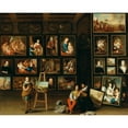 thumbnail image 3 of Anton Franz Hampisch 14x12 Black Modern Framed Museum Art Print Titled - A Picture Gallery with Two Collectors and a Painter at His Easel, 3 of 5