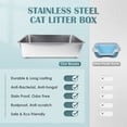 thumbnail image 3 of Caja de arena para gatos IKITCHEN de acero inoxidable, grande, 60 x 40 x 20 cm, 3 of 9