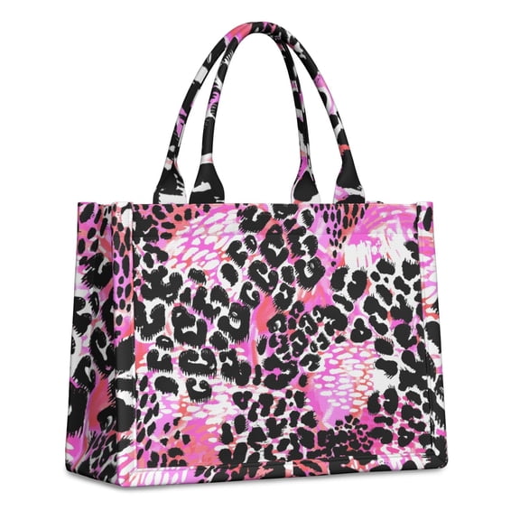 Large Capacity Tote Bag,Pink Leopard Pattern Handbag Fashion Luxury Tote Bag,15.7"x13"x 5.1" Inches,Laptop Compatible