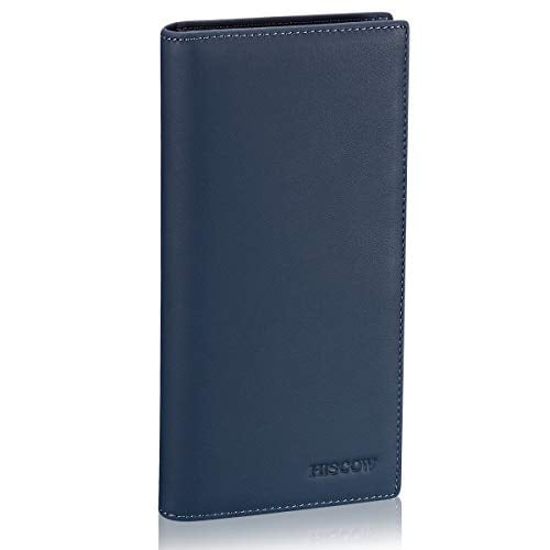 Hiscow Bifold Long Wallet Black With 15 Credit Card Slots Italian Calfskin New 
