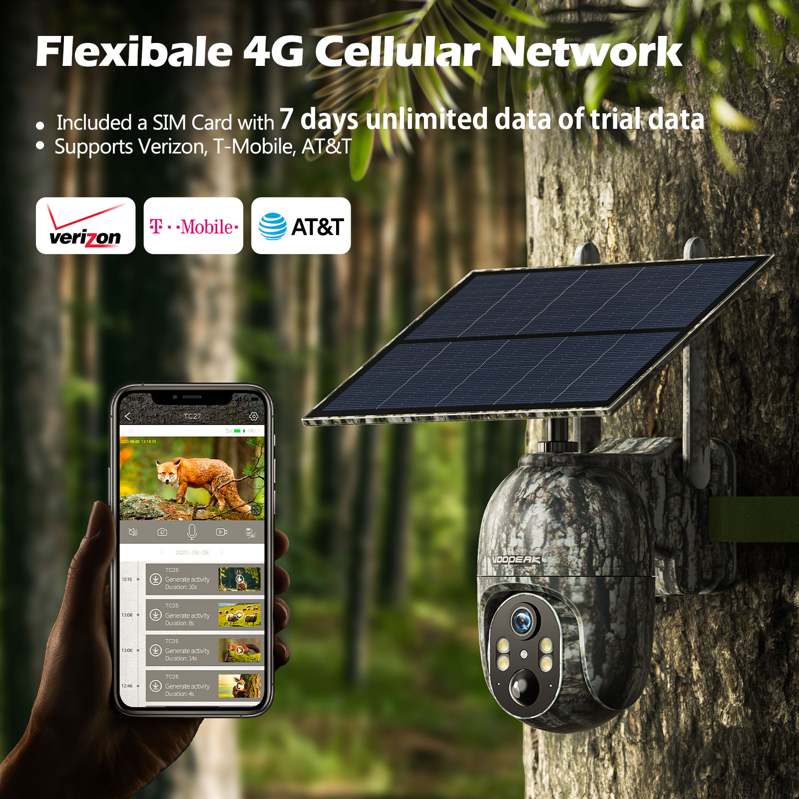 CAMPARK 4G LTE Cellular Trail Wireless Camera with SIM Card 1080 Live View Solar No WiFi Game Hunting 2PCS