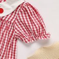 thumbnail image 5 of ZEHJUHAN Toddler Girls Plaid Dress Puff Sleeves Apple Embroidery Back to School Outfit for Daily Wear Red，2Y, 5 of 7