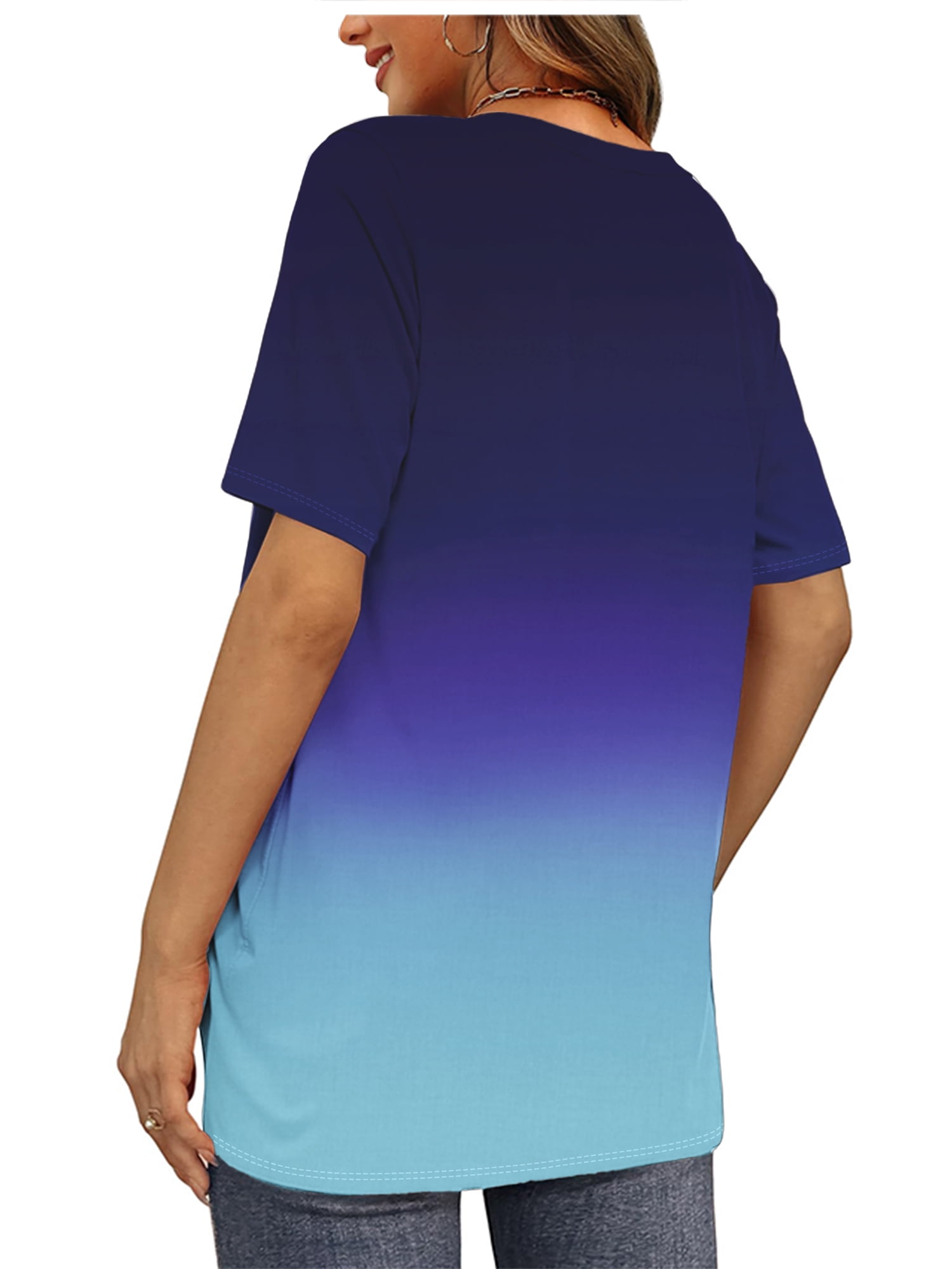 MOSHU Womens T-Shirts V Neck Short Sleeve Loose Tees Tops Casual Tie Dye Shirts for Women