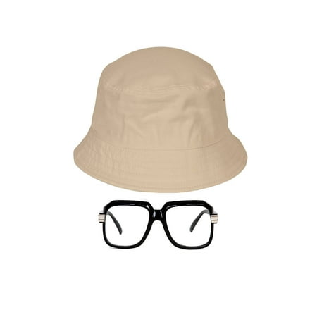 80s/90s Hip-Hop Costume Kit (Bucket Hat + Old School Squared Glasses)