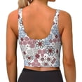 thumbnail image 3 of Xecao Abstract Floral for Sports Bra with Removable Pads, Crop Tank Top Design, Women's Longline Sports Bra - Non-Wired - Medium, 3 of 9