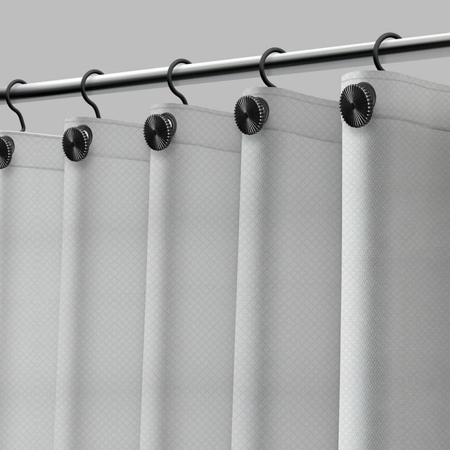 Cortina de bano Acento Diamonds 183x183 cm con ojales negros, dobladillo magnetico y tacto suave, Esmerilado